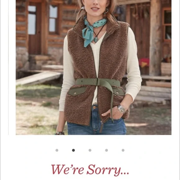 🤠SUNDANCE Kaia SherpaVest Belt Included Fits XS-Small/Med. - Picture 4 of 4